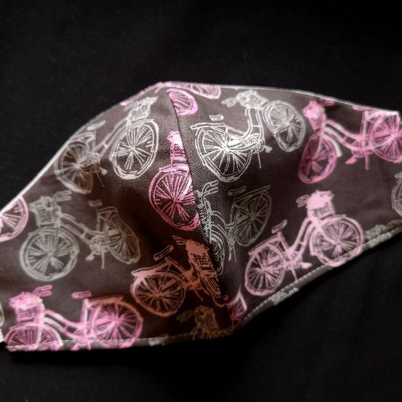 new Bike Bicycles Handmade Unisex Reusable Face Mask 100% Cotton aubergine - Picture 2 of 3